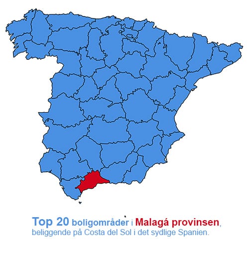 Top 20 feriebolig områder i Malaga på Costa del Sol